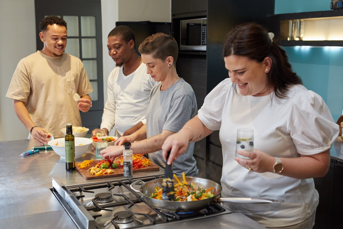 Professional chef teaching cooking techniques